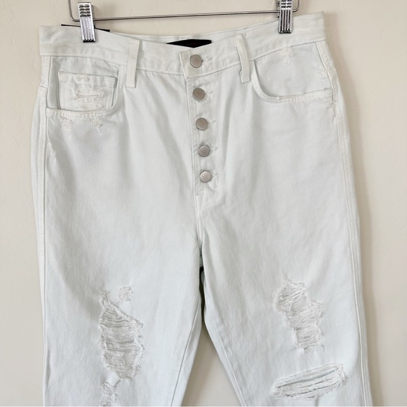 J Brand HYDROSPHERE Heather Destruct High-Rise Slim Straight Leg Jean - Picture 5 of 15